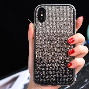 Capa de telefone de designer de moda Strass gradiente capa completa novo iphone, capa de telefone pro max