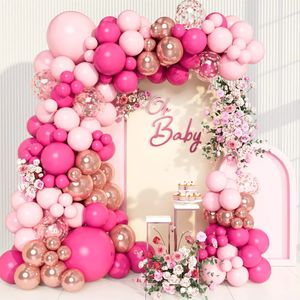 Inne imprezy imprezowe Macaron Pink Balon Garland Arch Zestaw Ślub Dekoracja urodzin Baby Shower Girl Lateks Konfetti