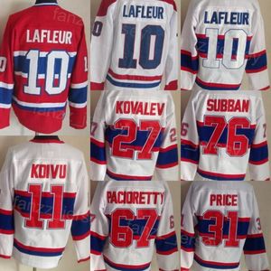 Homem Vintage Hóquei 31 Carey Price Jersey Retro Clássico 67 Max Pacioretty 76 PK Subban 10 Guy Lafleur 11 Brendan Gallagher 27 Alex Kovalev 18 Serge Savard Vermelho Branco CCM