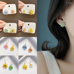 Orecchini pendenti Dolce romantica margherita a forma di fiore Carino acrilico Girasole Stud per donne Ragazze Bella estate Brincos gioielli