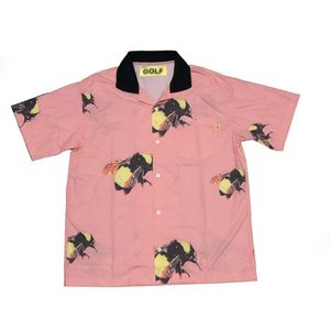 Men Pink golf Flame Le Fleur Tyler The Creator Cotton Casual Shirts Shirt high quality Pocket Short-sleeves Top S 2XL #AB2 210626221m