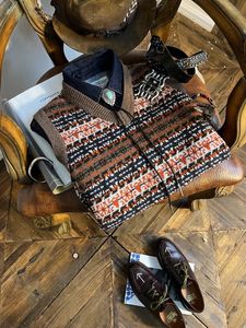 Gilet da uomo Tailor Brando 90 Gilet in maglione jacquard lavorato a maglia Fair Isle in lana australiana stile britannico 231005