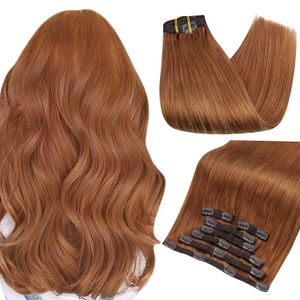 Spitzenperücken, voller Glanz, Clip-in-Balayage-Echthaar, 7 Stück, 120 g, doppelter Schuss für Damen, 231006