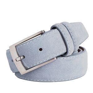 Andra modetillbehör Sude Belts Cow Leather for Man and Lady Plaid Jeans Pin Buckle Luxury High Quality Classic äkta Leathe 231005