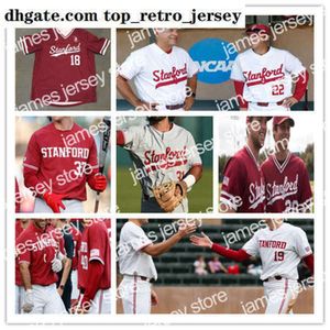 College bär tröjor NCAA 2020 Stanford Cardinal Baseball Jersey Max Meier Nicolas Lopez Brett Barrera Zach Grech Qui