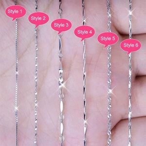 Multiple Classic Styles Real 925 Sterling Silver Necklaces Slim Thin Snake Chains Necklace Women Body Box Chain For Woman274M