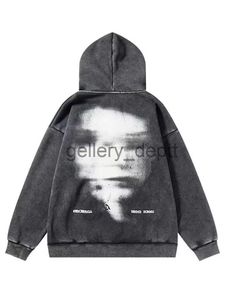 Hoodies masculinos moletom grunge emo zip up moletom com capuz gráfico oversize gótico punk escuro carta cinza hoodies mulheres hip hop streetwear solto tops j231006