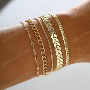 Fashion Gold Color Bracelet Set For Women Minimalist Snake Twisted Rope Chain Bangle Female Girls Trend Jewelry Accessories
