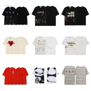 Puffer salpicado Tinta Estilo Galerias Camisetas Depts Co-branding Lanvin Camisa Mens Mulheres Designers Camisetas Cottons Tops Casual Luxurys Roupas Graphic Tees CFVQ