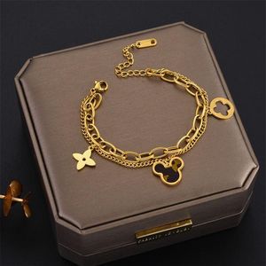 Bracelets de trevo de quatro folhas Conjunto de jóias de jóias de capa de charme ouro prata madre da pérola cadeias de flores verdes link cadeia feminino270y