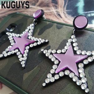 Kuguys moda acrílico jóias personalizado estrela vermelha brincos para mulher hiphop grande balançar brinco pendientes brincos212u