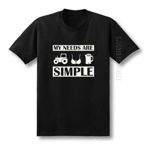 メンズTシャツサマービールTシャツメンコットン面白いトラクターのおっぱい私のニーズはシンプルな用語デザイングラフィックプリントOネック327Oです