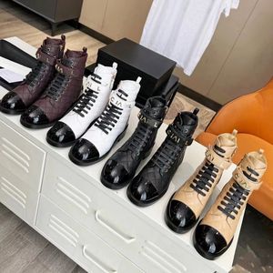 Luxury Ankle Boots Designer Platform shoes Women Boots Cowhide Adjustable Lace-up Winter Round toe Thick Sole Martin Boots Zipper Opening Motorcycle Boots