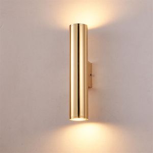 Lampade da parete in tubo di alluminio Lampada da comodino dorata Lampada da parete in metallo vintage Lampada da parete a LED per corridoio industriale Loft Altezza 30 cm 50C340a