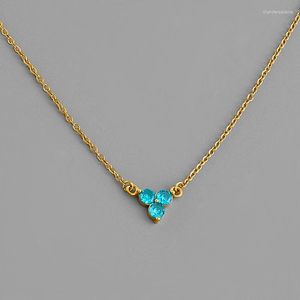 Pendant Necklaces Blue Cz Stone Heart Necklace Stainless Steel For Women Minimalist Dainty Jewelry Elegant