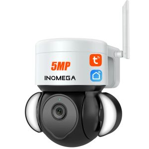 Inqmega 5MP WiFi Tuya Camera Smart Cloud PTZ IP Camera With Night Vision WiFi Outdoor Foodlight Video Surveillance Cam for Yard