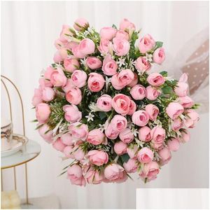 Decorative Flowers Wreaths Peony Artificial Silk Bouquet Home Garden Wreath Bride Party Decoration Diy Flores Luxury Fake Faux Drop De Dhsnp