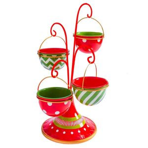 Decorações de Natal Vassoura de Natal Rodada Tigela Stand Resina Snack Bowl Rack Premium com acabamento fino para decoração de sala de estar em casa 231005