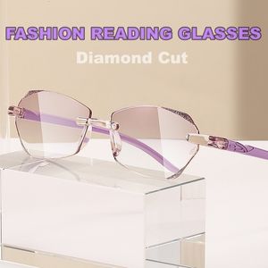 Solglasögon Frames 2023 Trendiga diamant Presbyopia Läsglasögon Hyperopia Eyewear Ultralight Far Sight Eyeglasses Diopter recept 231005