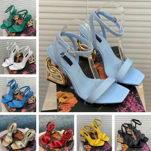 Marca de lujo Nupcial Keira Sandalias Zapatos Mujer Vestido de fiesta Tobillo con tiras Cuero pulido Señora Chapado en oro Tacón pop Señora Gladiador Sandalias EU35-43 con caja