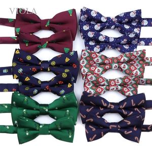 Arco laços presente de natal papai noel abelha pai filho bowtie conjunto poliéster floco de neve natal criança homens mulheres borboleta festa cravat acessório 231005