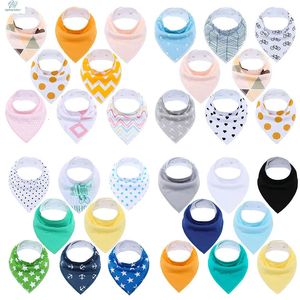 Bibs Burp Cloths 8Pcs/Lot Soft Comfortable Colorful 100% Organic Cotton And Baby Bandana For Boys Girls Infant Adjustable Snaps Saliva Baby Bibs 231006