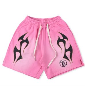 المصممين السراويل القصيرة غير الرسمية لكرة السلة قصيرة الاستوديوهات Hellstar Shorts Pink Tie-Dye Flame Plam
