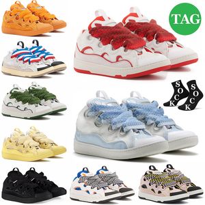 New Arrival Designer Lavin Mesh Shoes Men Women Laceup Paris Extraordinary Embossed Lavins Leather Curb Sneakers Nappa Platform Rubber Sole Lavinas Logo Size 46