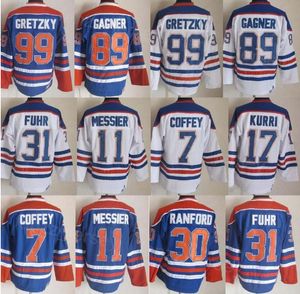 Man Vintage Hockey 30 Билл Ранфорд Джерси Ретро 7 Пол Коффи 89 Сэм Гагнер 17 Jari Kurri 99 Wayne Gretzky 31 Грант Fuhr 11 Mark Messier Classic CCM Embroidery Good