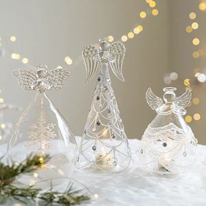 Decorazioni natalizie figurine di angelo di cristallo chiaro statue ornamento luminosa statue da collezione per la casa decorazioni per la casa regali di compleanno di Natale 231005