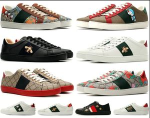 Top Quality Homens Mulheres Sapatos Casuais Designer Sapatilhas Ace Bee Snake Tiger Bordado Branco Verde Vermelho Listras Mulheres Sapatos Sneaker Unissex Andando Treinadores Esportivos U54