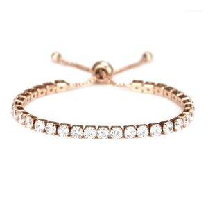 Tennis Micro-Mosaic Zircon Armband kvinnliga par Enkla justerbara smycken Kvinnor Rose Gold Silver Armband112973