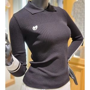 Other Sporting Goods Korean M B Golf Jersey Womens 23 Autumn Polo Neck Letter Pullover Long Sleeve Knit Shirt Slim Fit Versatile 231006