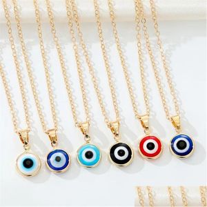 Collane con ciondolo Colori moda Evil Eye Catene blu turche Girocollo Clavicel per gioielli da donna Pendenti con consegna a goccia Dhgarden Dhkqt