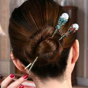 Hair Clips Barrettes Vintage Simulated Pearl Sticks Clip for Bride Crystal Pin Accessories Jewelry Women 231005