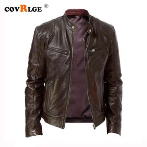 Men s Leather Faux Covrlge Spring Stand up Collar Slim Jacket Zipper Pocket Decorative PU Coat Biker Men Clothes Casual Male MWP085 231005