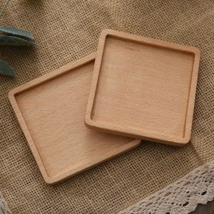 Sottobicchiere in legno semplice Rotondo quadrato Legno di faggio naturale Noce nera Tappetino per tazza Tappi per caffè Sottobicchiere Ciotola Piatti Articoli per la tavola Strumenti di isolamento LJJP496