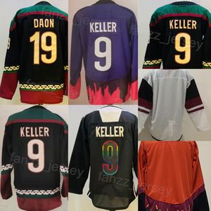 Hockey retrò inverso 19 Shane Doan Jersey Man 9 Clayton Keller Team Away Black Orange Orange Red Purple White Color tutto cucito per gli appassionati di sport Pure Cotone traspirante bene