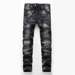 Denim Designer For Men'S Bike Moto Jeans Stretch Straight OverSize 28-38 40 42 Spring Sutumn Winter HIP HOP Punk Streetwear 2246x