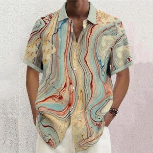 Men's Casual Shirts Shirt Linen Floral Butterfly Gradient Graphic Prints Turndown White Yellow Pink Blue Purple Outdoor Street Short Sle