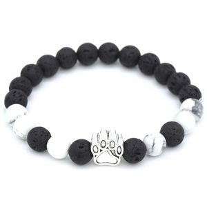 Färger hund charms svart lava stenarmband diy eterisk olja diffusor armband yogamycken pärlstrands319s