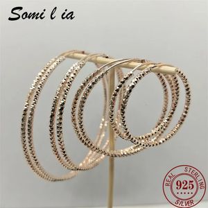 Hoop Huggie Somilia 925 STERLING Gümüş Yuvarlak Küpeler Kadınlar için Büyük Dairesi Piercing Gül Altın Küpe Dropship Tedarikçileri Gife 231005