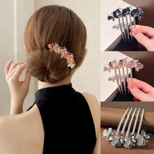 Korean Style Rhinestone Butterfly Colorful Hair Ornament Adult Hair Fork Exquisite Hair Comb Fashion Headdress Head Accessories