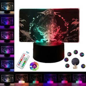 Table Lamps Dual Table Lamp Genshin Impact Anime Night Light For Kid Bedroom Decor Birthday Gift Two Tone Led Light 16colors Remote Control YQ231006