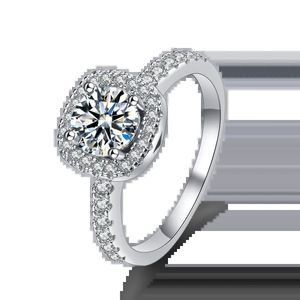 Anéis de casamento Anel de diamante 18 k ouro 925 prata noivado clássico feminino presente tamanho 1 5 2 3 5 quilates 231005