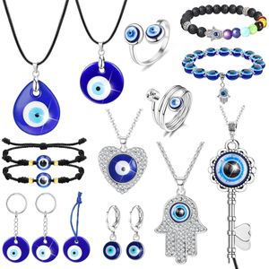 Collane con ciondolo Collana malocchio per donne Turco Blu Portachiavi Bracciale Anelli Occhiali fatti a mano Charms Greco Mati Hamsa N Dhgarden Dh9Dl