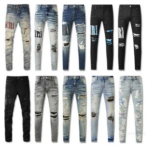 Mäns jeans 2023New Men hole ljus blå mörkgrå Italien varumärke man långa byxor byxor streetwear denim mager smal rak cyklist jean för d2 toppkvalitet ### ey8s