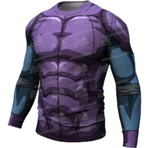 T-shirt da uomo viola cartoon stampa muscolare collant casual costume cosplay anime compressione a maniche lunghe corsa fitness Sweat215H