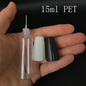 Needle Bottle Plastic Long Thin Tip PET 10ml 15ml Empty Dropper Bottle with Childproof Cap For Oil