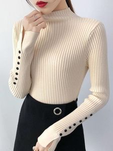 Women's Sweaters Autumn Winter Half Turtleneck Women Long Sleeve Slim Basic Tops Casual Pullover Korean Fashion Chic Knitted Jumpers